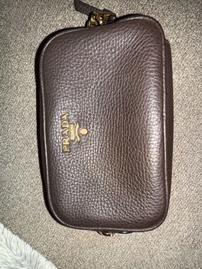 Prada Milano Pebbled Leather Cosmetic Pouch – Brown